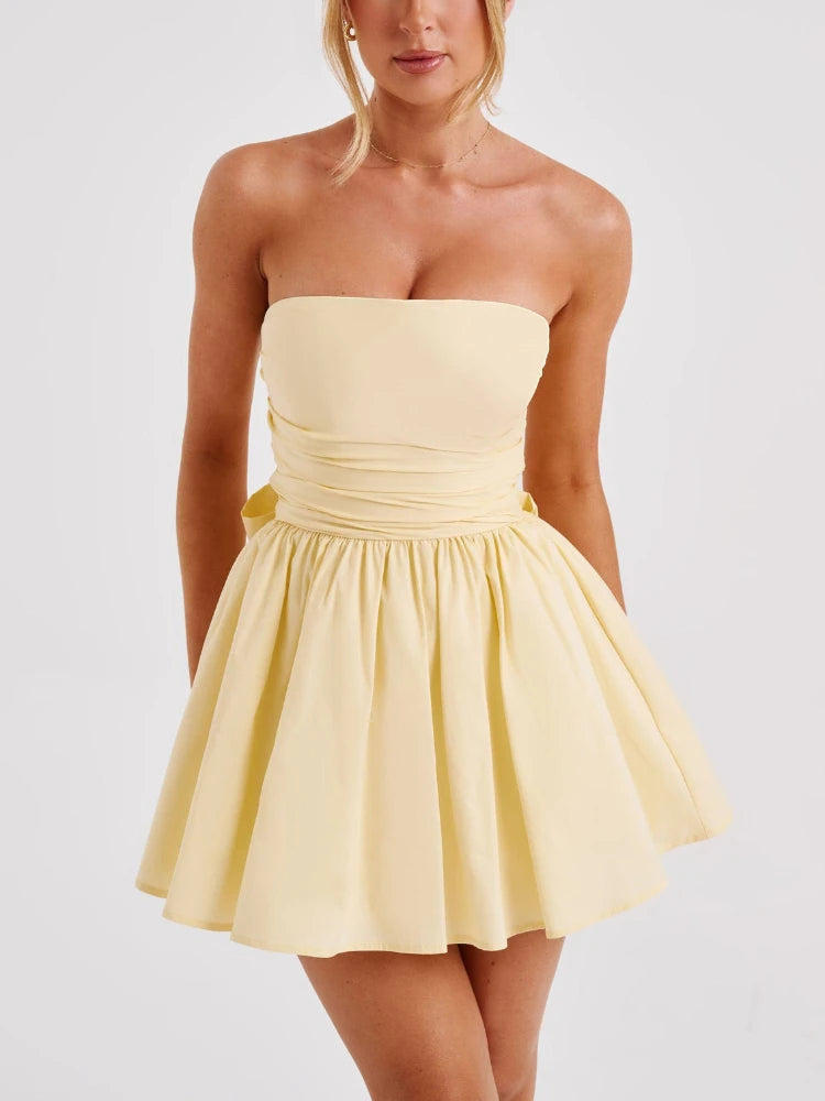 Shiny Sequins Evening Dress Off Shoulder Slim Ruffle Mini Dresses Lady Party Bow Bandage Backless Dress Woman