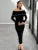 Fall Winter One-shoulder Long Knit Dress Slim Fungus Splice Contrast Color Sweater Female Club Party Dresses