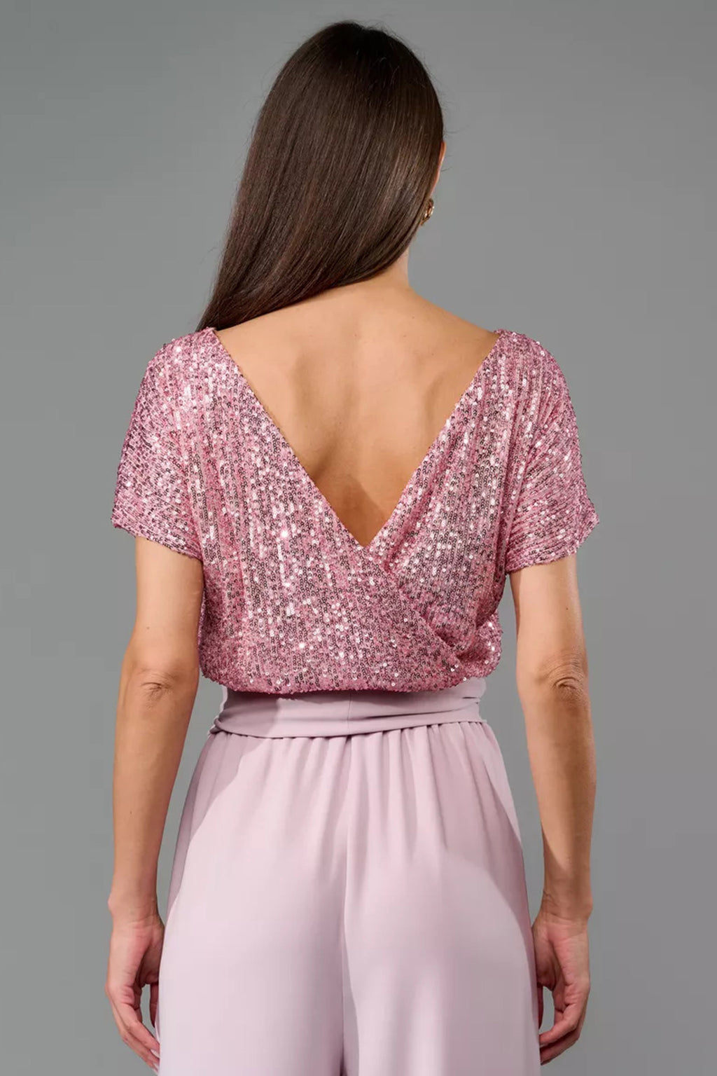 Sequin Patchwork Short Sleeve High Waist Jumpsuits