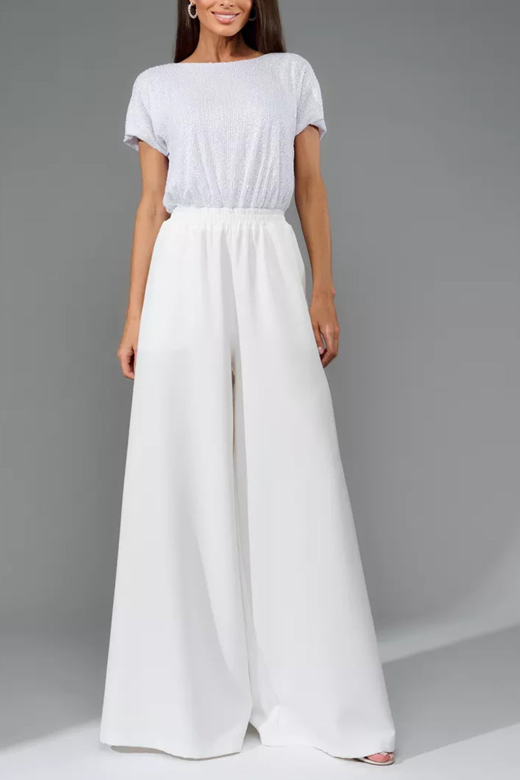 Sequin Patchwork Short Sleeve High Waist Jumpsuits