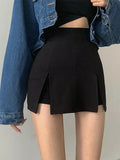 Split Shorts Skirt ’s Office Suit Skirt Summer New Black Mini A-line Pants Skirt High Waist Wide Leg Shorts