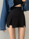 Split Shorts Skirt ’s Office Suit Skirt Summer New Black Mini A-line Pants Skirt High Waist Wide Leg Shorts