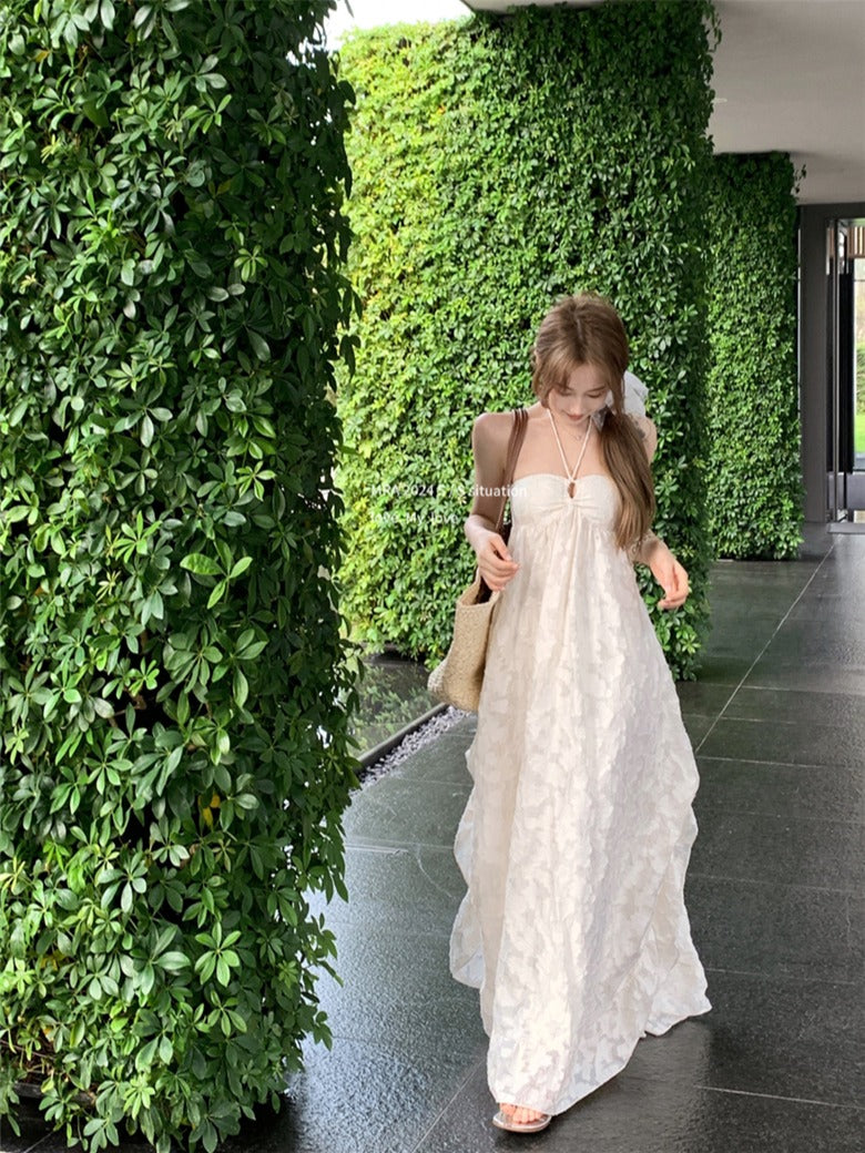 Backless Halter Maxi Dress Dreamy Vacation Photoshoot Look