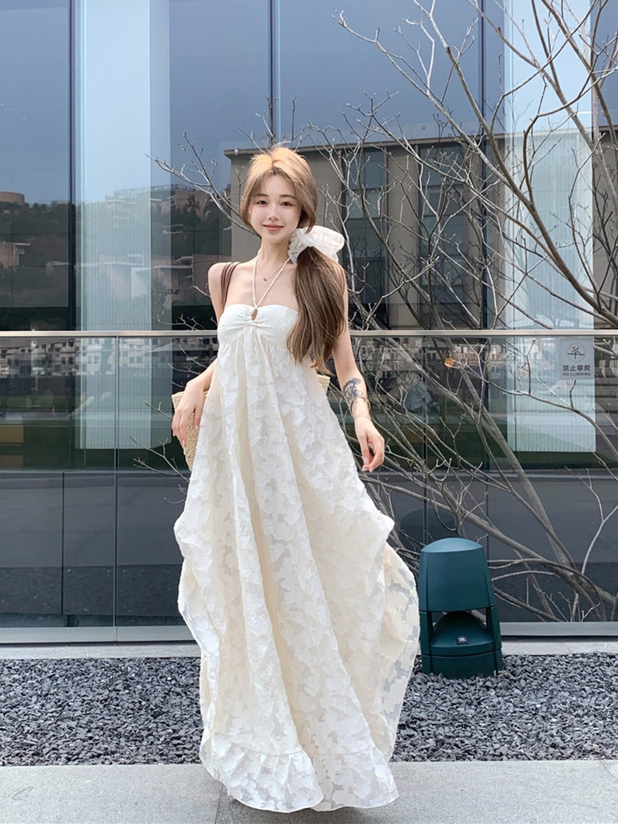 Backless Halter Maxi Dress Dreamy Vacation Photoshoot Look