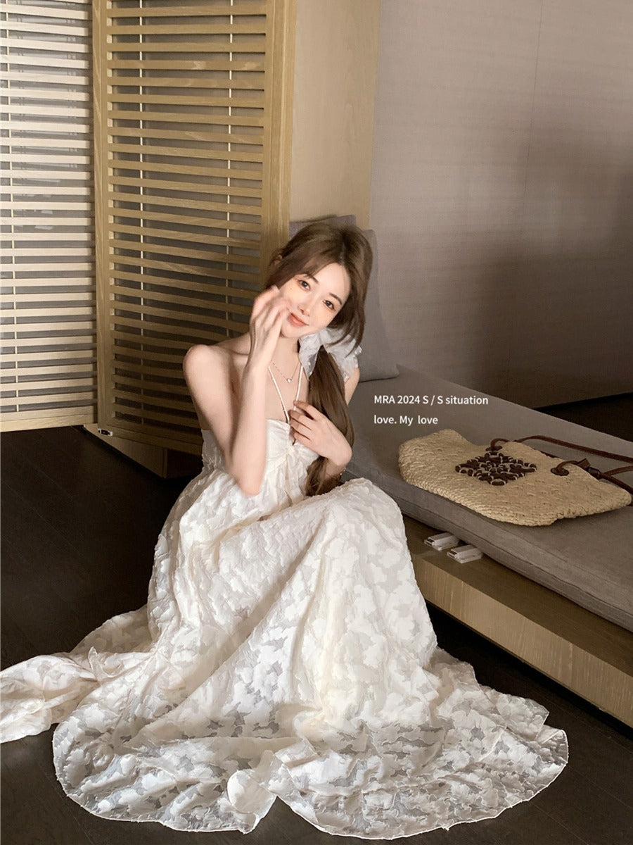 Backless Halter Maxi Dress Dreamy Vacation Photoshoot Look