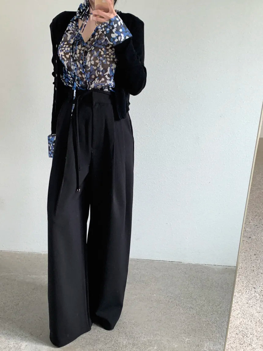 Drop Feeling Wide Leg Suit Pants Spring New High Waist Slimming Versatile Straight Leg Long Trousers