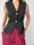 Knit V-neck Sweater Tank Top High Waist Patchwork Autumn Knitwear Y2k Cardigan Top Vest