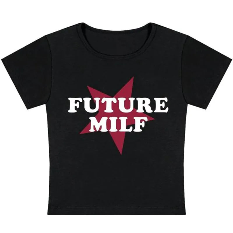 Y2k Summer Cross-border European and American Letter Printed Round Neck ’s Short Sleeved T-shirt