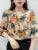 Spring Summer Style Chiffon Blouses Shirts Lady Half Sleeve Bow Tie Collar Printed Blouses Tops Df4198
