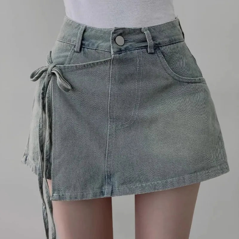 Fake 2 Pieces Shorts Mujer Bandage Korean Pants Spring Summer Simple Pantalones Cortos