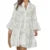Beach Dress Embroidery Lace Eyelet Hollow Out 3/4 Sleeve Single Breasted Mini Dress Y2k Vacation Dresses
