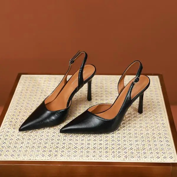 Comfort Shoes for Closed Toe Sandals Allmatch High Heels Suit Female Beige Summer Highheeled Pointed