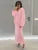 Loose Sweater Suit Female V-neck Knit Pollover Top Long Skirt High Waist Autumn Winter Skirt 2 Piece Set