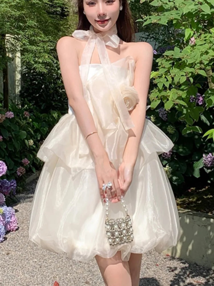 Sweet Fairy Mini Dress Strapless Off Shoulder Princess Ruffles Birthday Party Dresses Summer Ball Gown Short Vestidos
