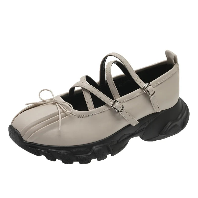 Autumn Chunky Sports Shoes Shallow Butterflyknot Platform Sneakers Flats Outdoor Mary Jane Shoe