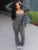 Sporty Jumpsuits 2 Piece Cross Sleeveless Skinny Stretch Overalls+crop Cardigan Tops Female Fall Tracksuits