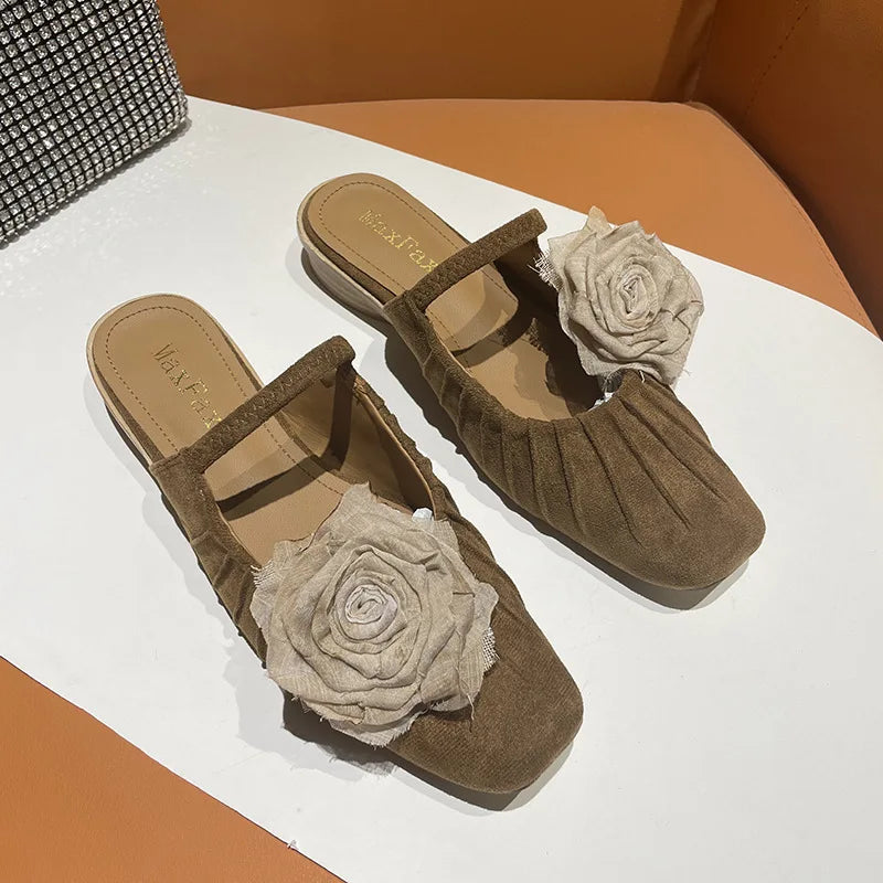 New Summer Half Slipper Mary Jane Shoes Mules Shoes Low Heel Sandal Outdoor Slipper