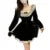 Y2k Dress Aesthetic Clothes Lace Trim Scoop Neck Long Sleeve a Line Mini Dress Velvet Party Dresses