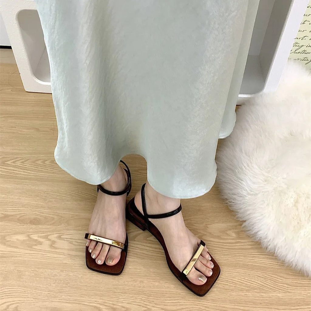 Sandals Block Heels Clear Shoes Suit Female Beige Buckle Strap Open Toe New Chunky Low Black Comfort Peep Pu