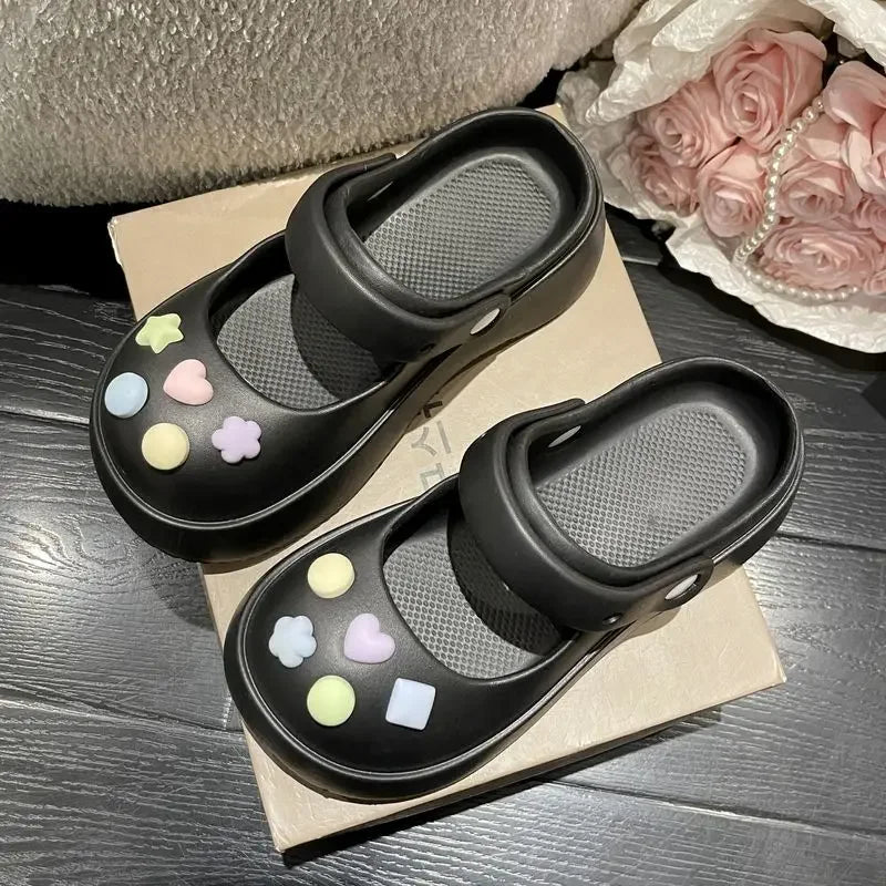 Platform Kawaii Slides Shoes White Summer Slippers and Sandals on Beach Thick Normal Top Designs Vip 39