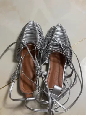 Woven Hollow Strap Sandals Roman Sandals Summer Flat Toe Comfortable Woven Sandals Holiday Party Shoes