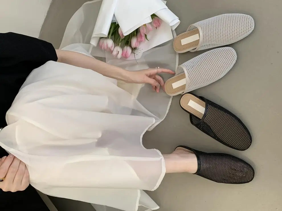 Female Shoes Rubber Slippers Fretwork Heels Slides Low Summer Clogs Woman Flat Soft Beach Fabric Rome Hoof Cotton Rubber Sl