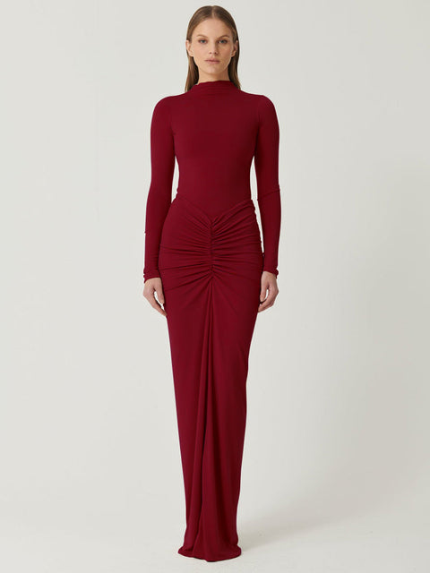 Pleated Patchwork Long Dress ’s High Waist Long Sleeve Slim Party Dress Summer Female Maxi Dress
