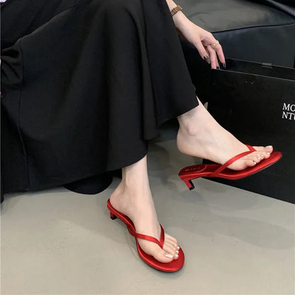 Summer New Brand Slipper Narrow Band Slides Outdoor Dress Flat Heel Vacation Sandal