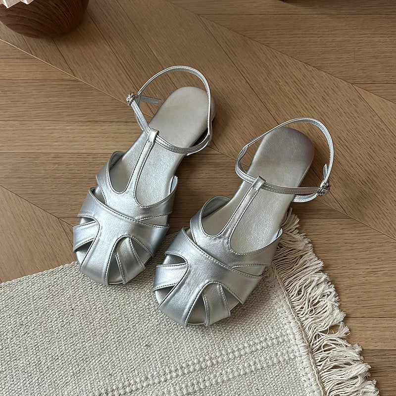 Retro Style Summer Hollow Out Flats Sandals Party Dress Gladiator Shoes Zapatos De Mujer