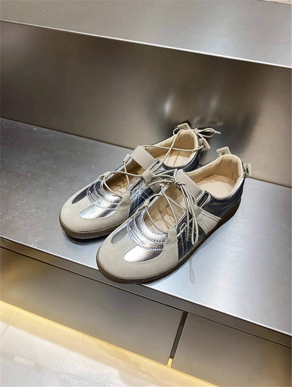 Genuine Leather Sneakers for Breathable Soft Round Toe Shoes Woman Sport Flats Sneakers