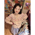 Kawaii Bow Pink Knitted Cardigan Print Patchwork Sweater Outerwear Korean Aesthetic Knitwear Long Sleeve Jumpers