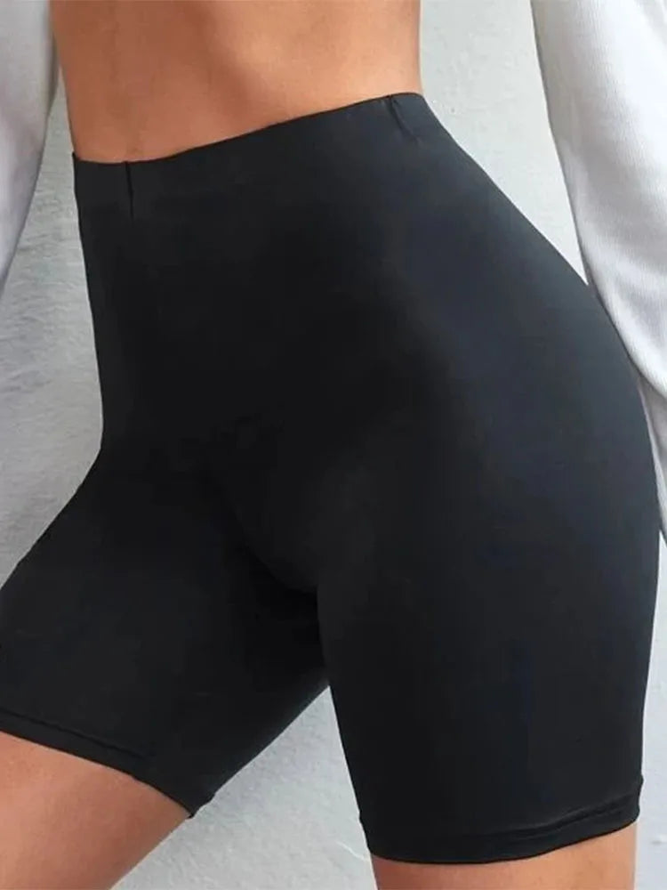 Shorts Thin Fitness High Waist Biker Shorts Summer Slim Knee-length Bottoms Black Cycling Shorts
