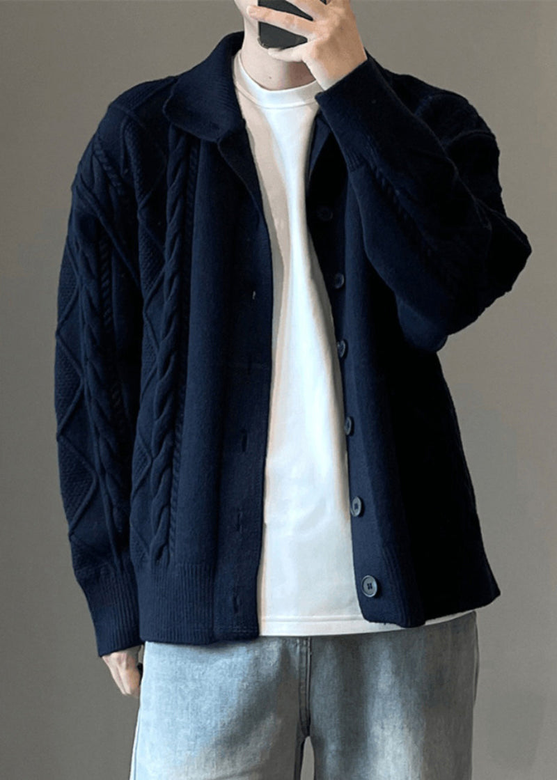 Button Coffee Cozy Knit Cardigan Simple Spring Cable