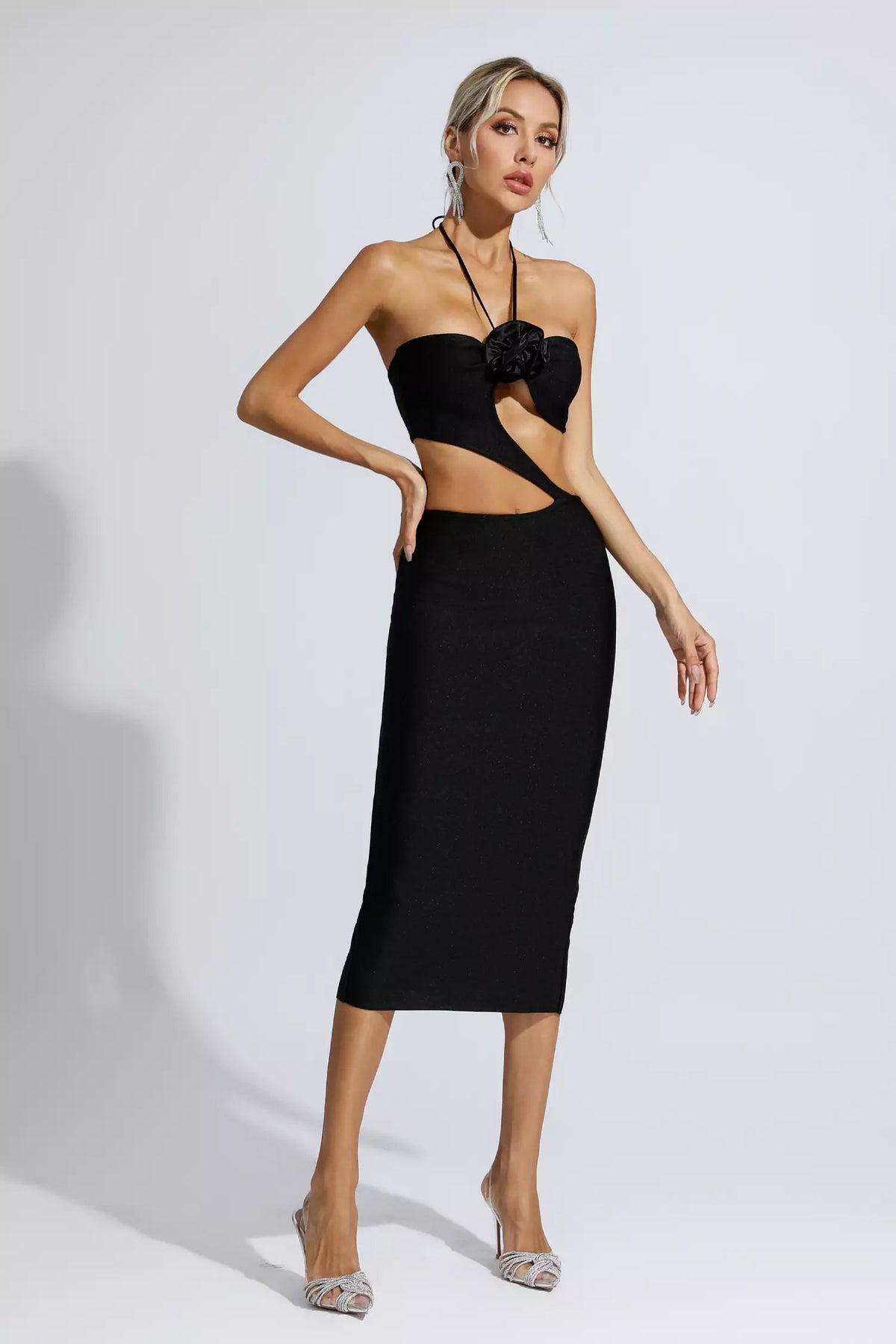 Skye Black Cutout Midi Dress