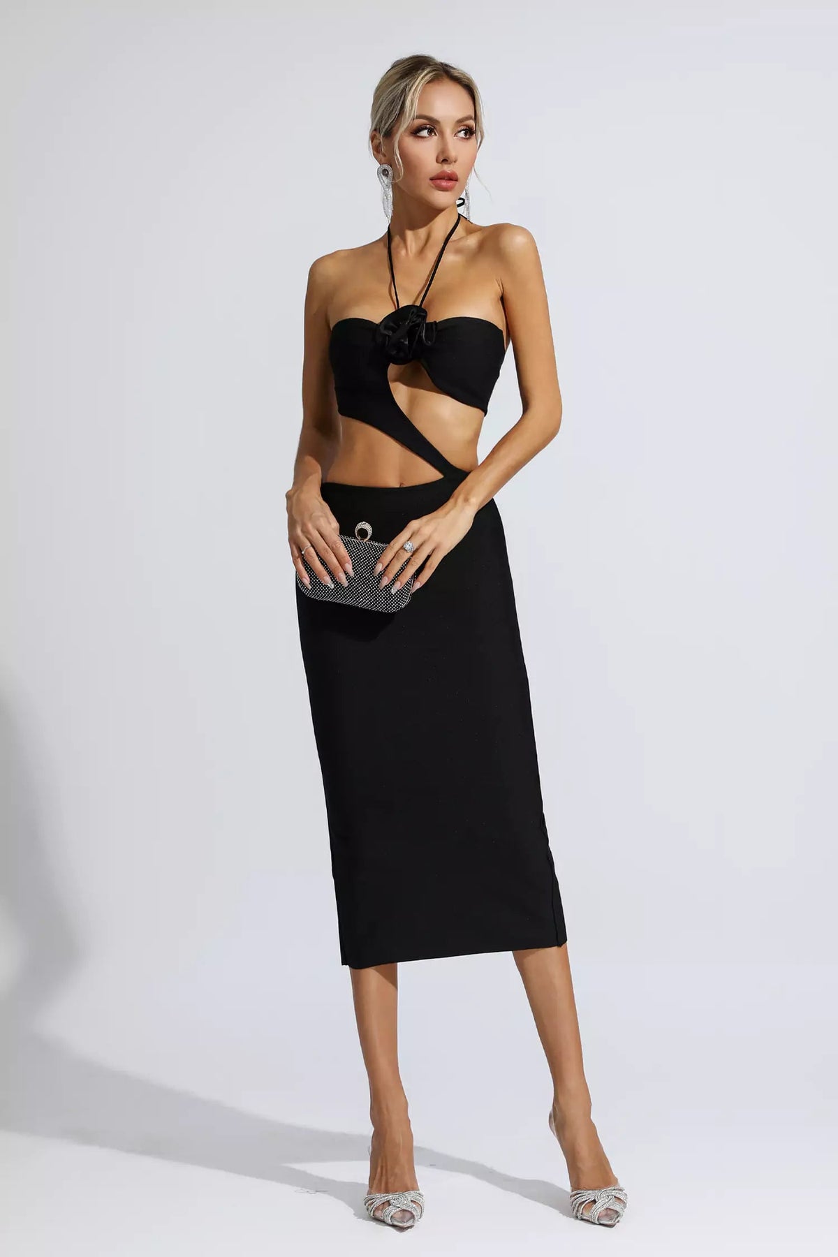 Skye Black Cutout Midi Dress