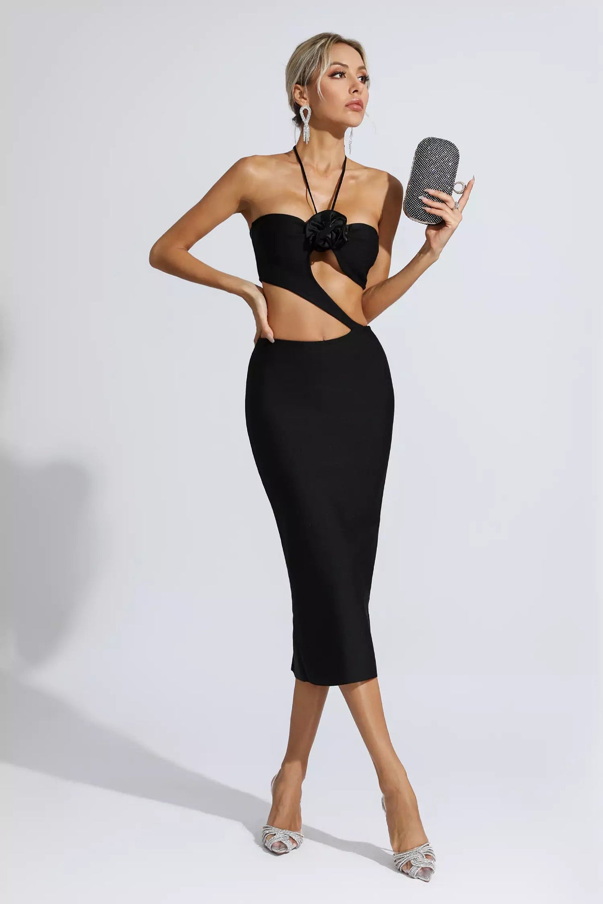 Skye Black Cutout Midi Dress