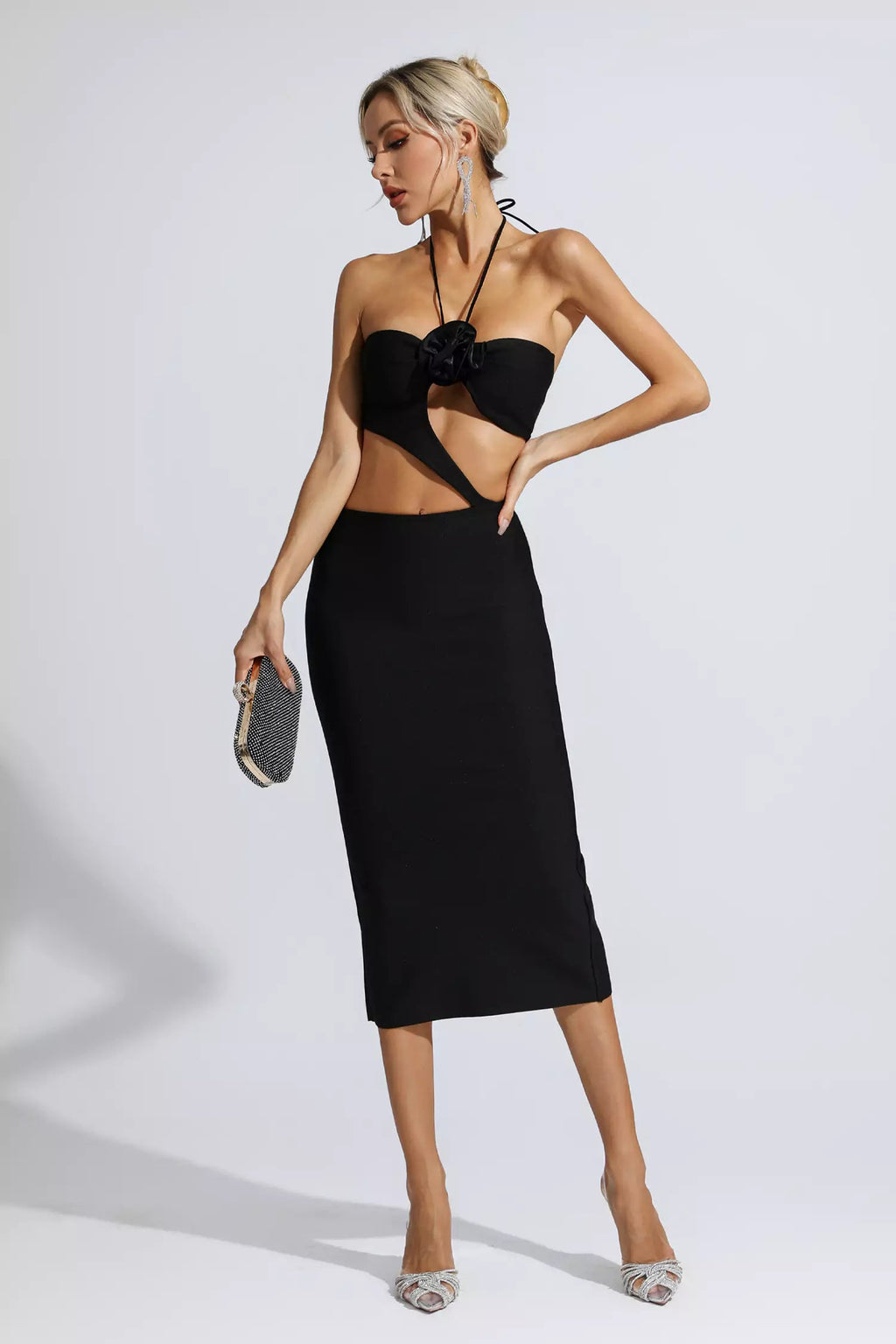 Skye Black Cutout Midi Dress