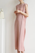 Sleeveless Ruched Lace-up Midi Dress