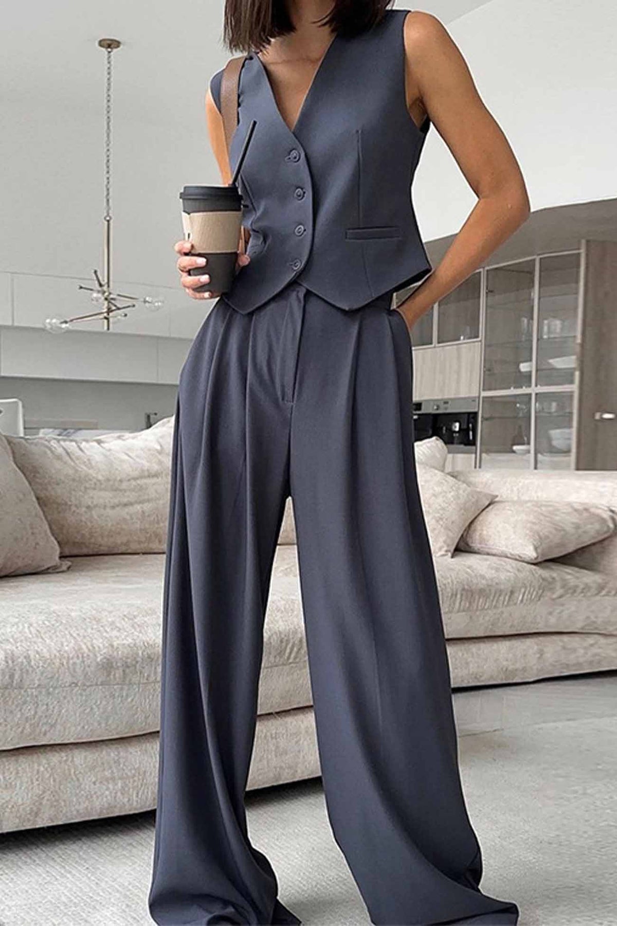 Sleeveless Vest Top Long Pants Two-piece Set