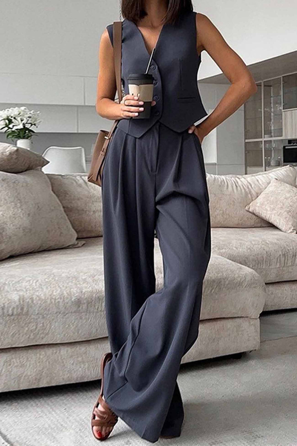 Sleeveless Vest Top Long Pants Two-piece Set