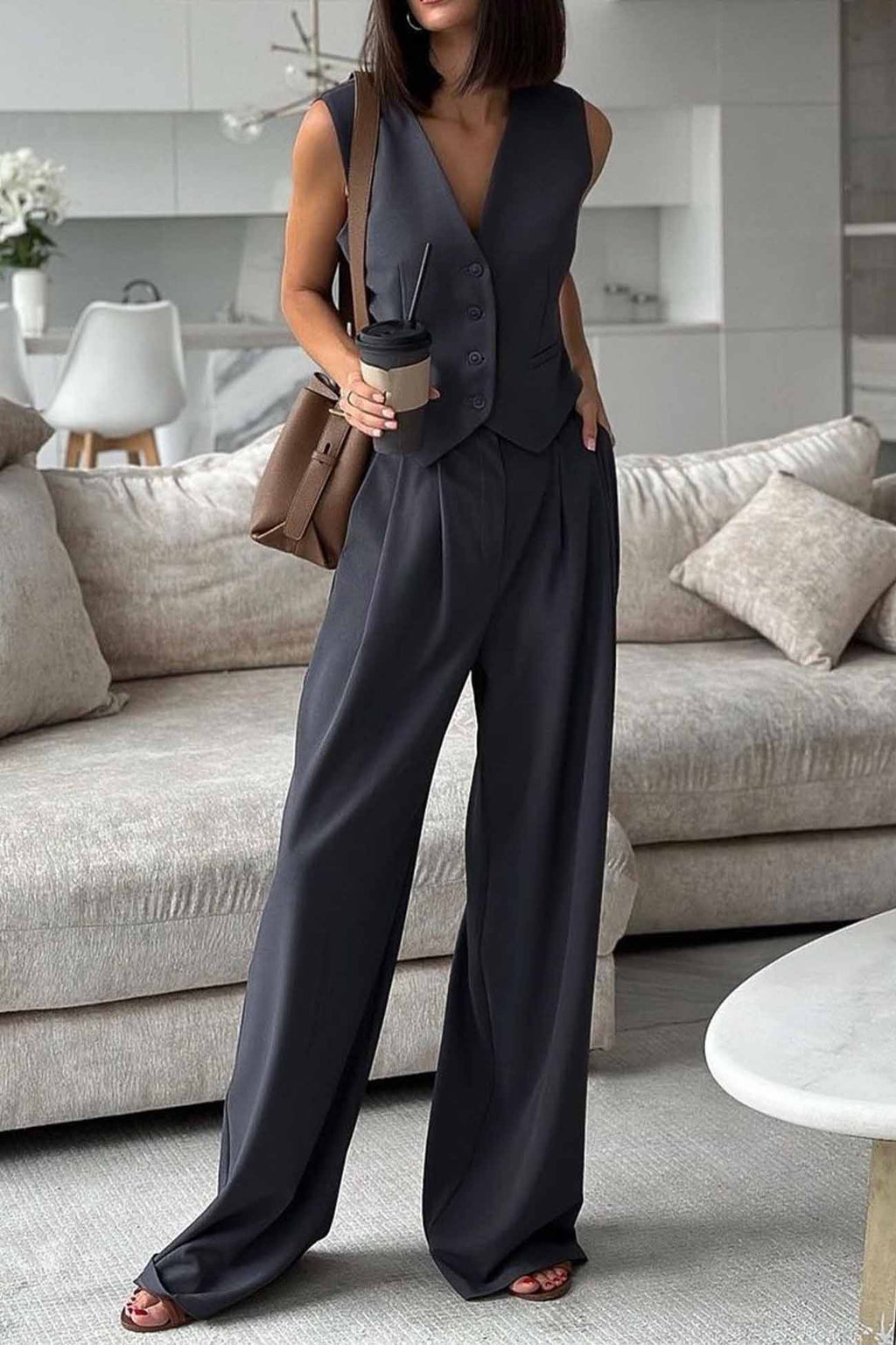 Sleeveless Vest Top Long Pants Two-piece Set