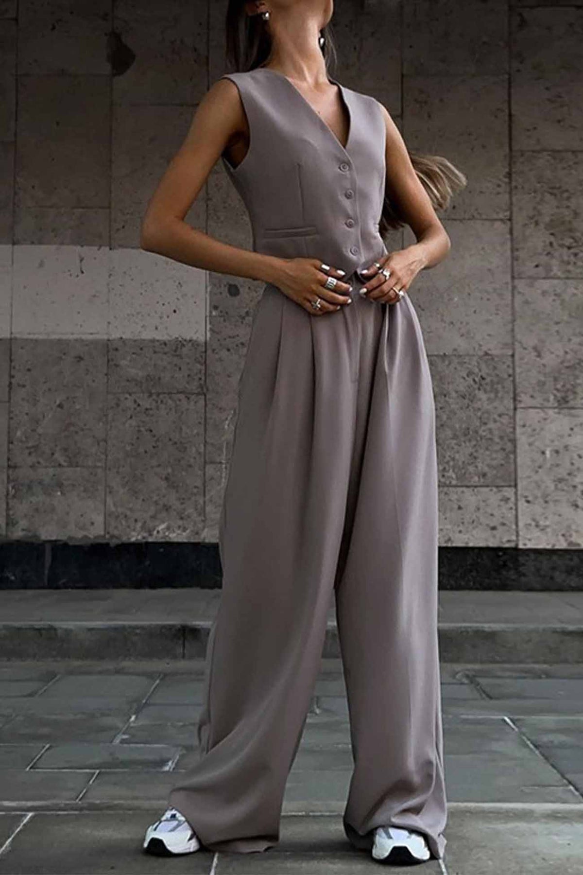 Sleeveless Vest Top Long Pants Two-piece Set