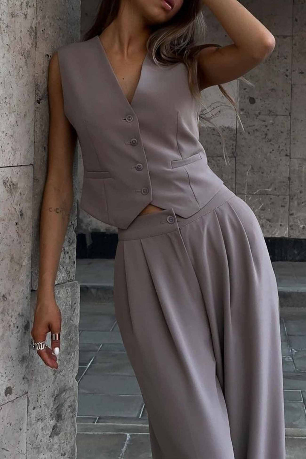 Sleeveless Vest Top Long Pants Two-piece Set