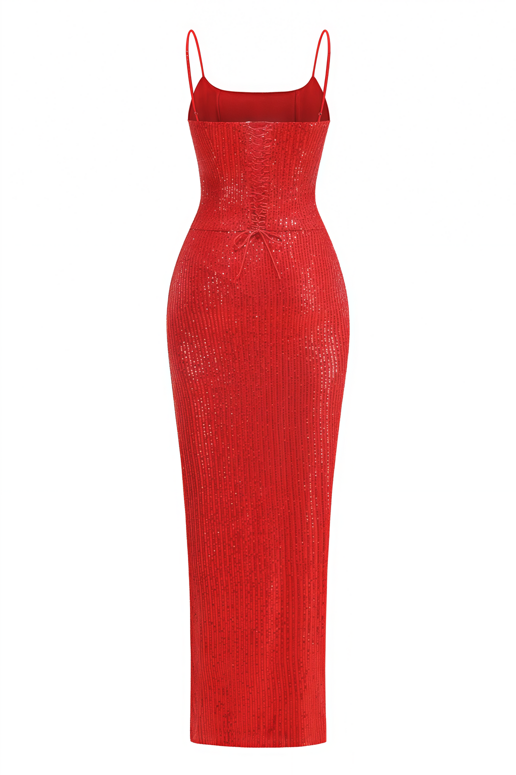 Majrela Slip Sequin Draped Slit Maxi Dress
