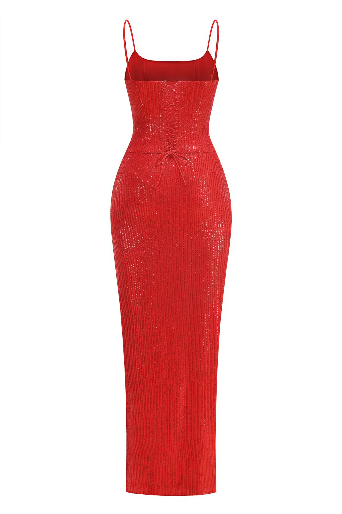 Majrela Slip Sequin Draped Slit Maxi Dress