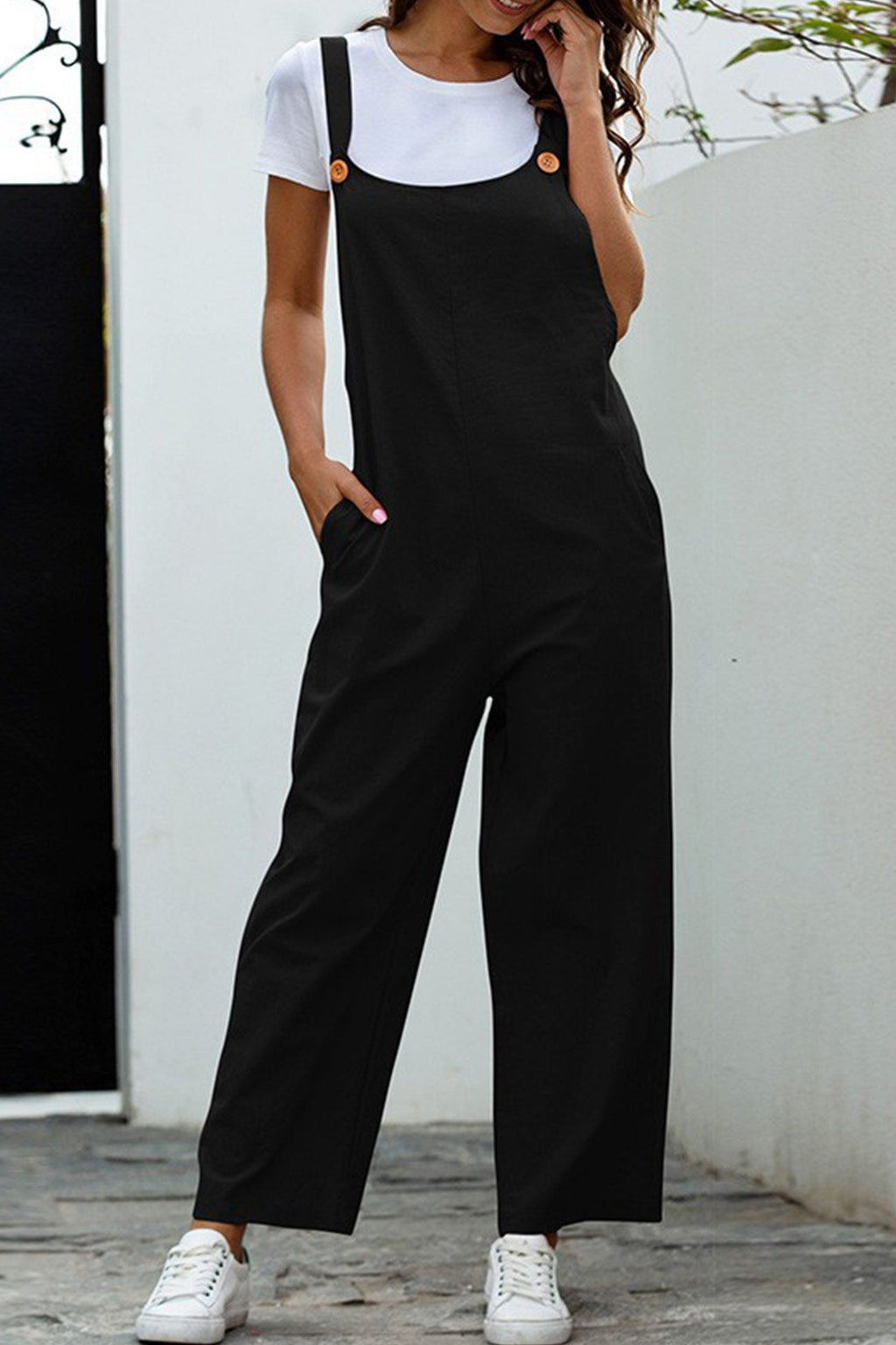 Color Sleeveless Long Pants Jumpsuits