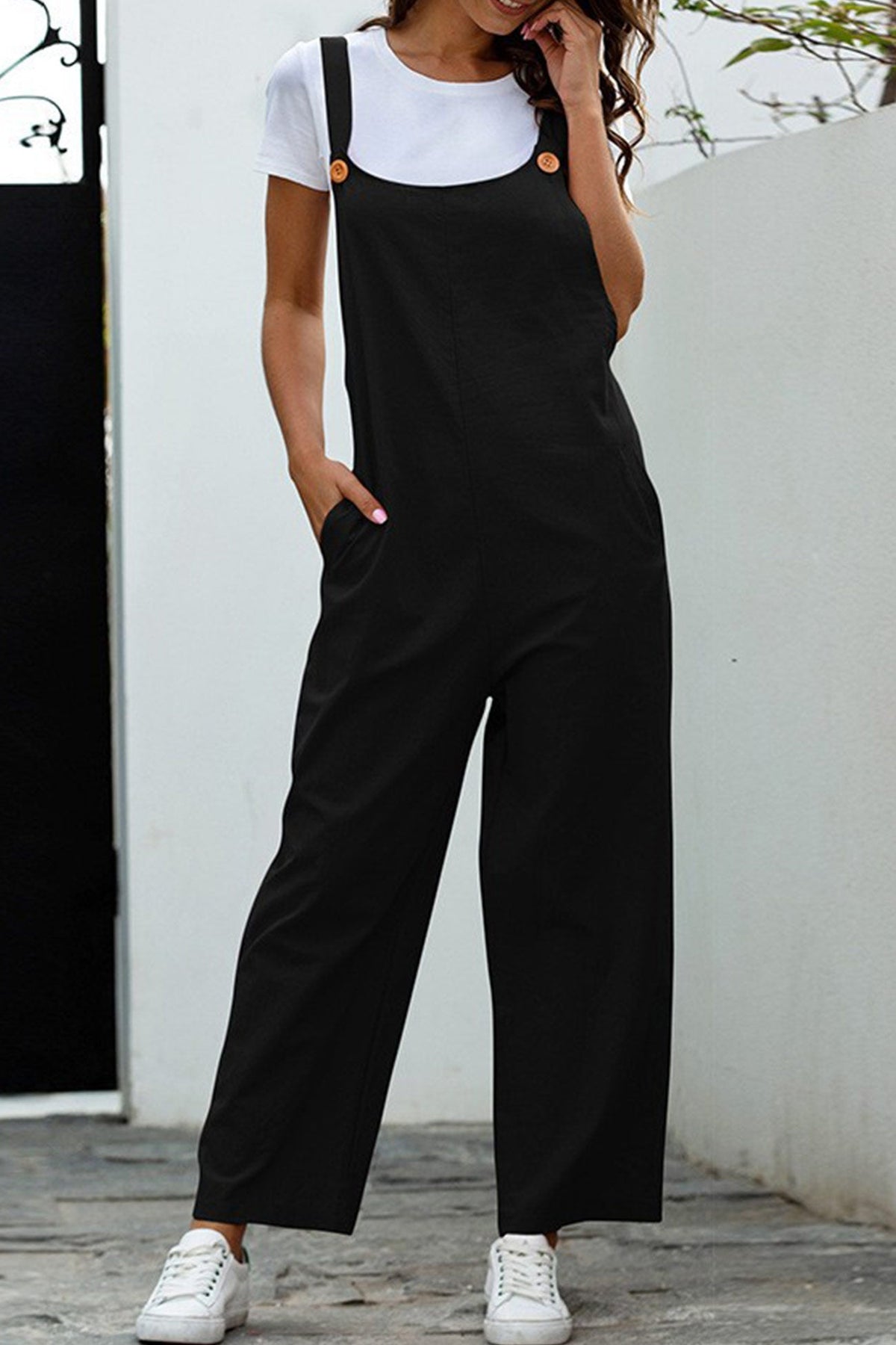 Color Sleeveless Long Pants Jumpsuits