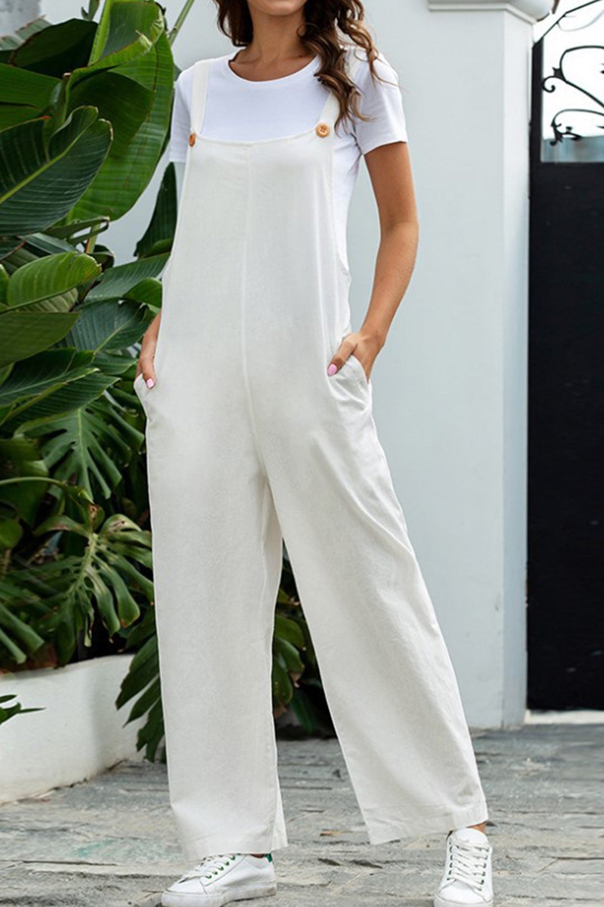 Color Sleeveless Long Pants Jumpsuits