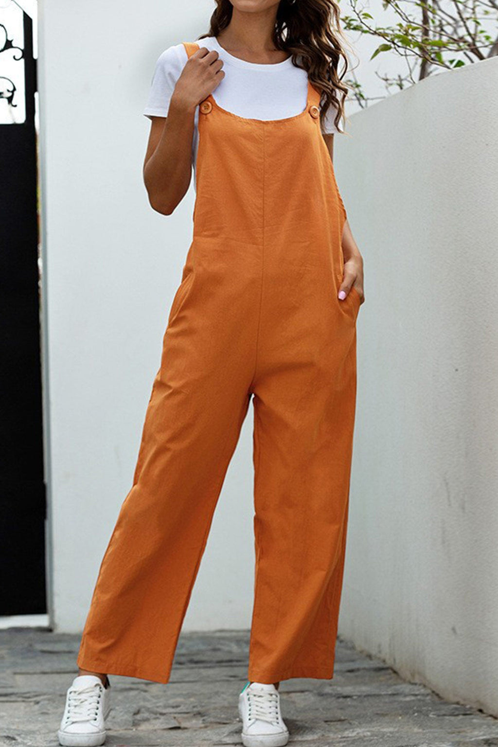 Color Sleeveless Long Pants Jumpsuits
