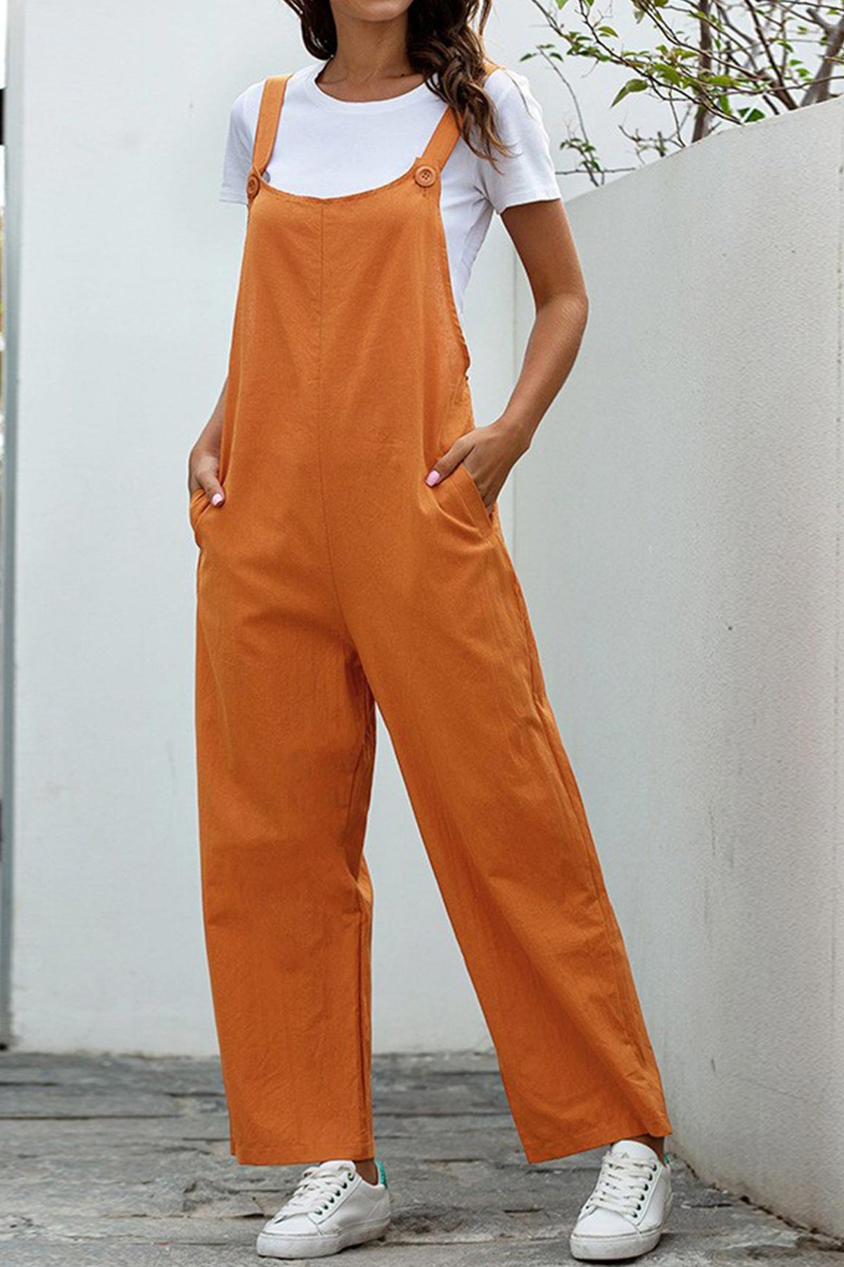 Color Sleeveless Long Pants Jumpsuits
